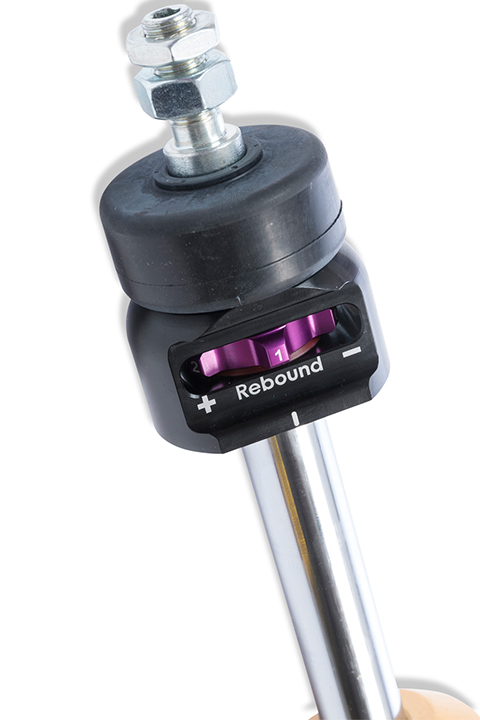 On the rear axle, the rebound click wheel no longer needs to be inserted into the piston rod but is already installed from the KW Factory.