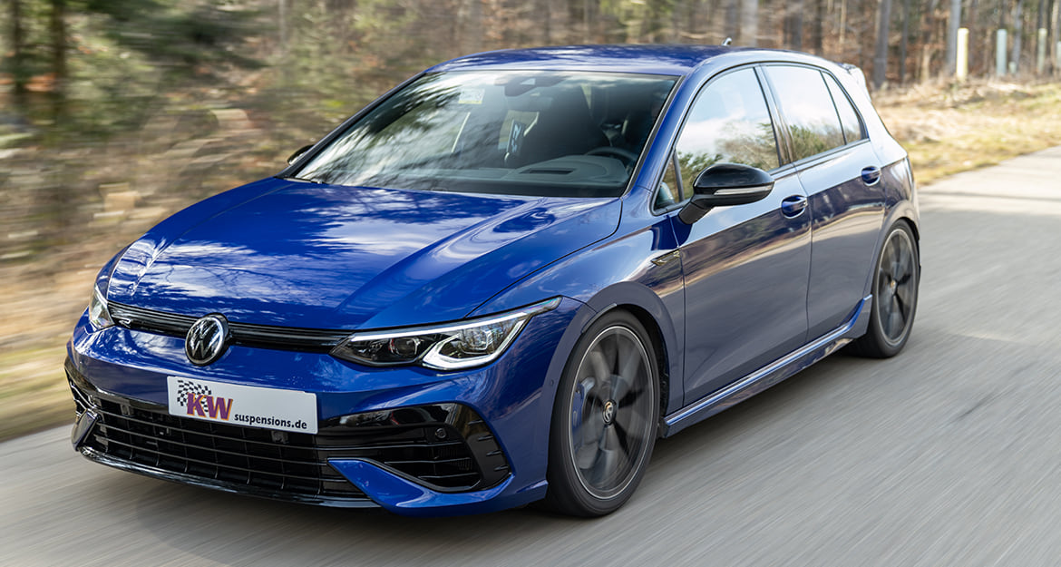All six KW coilovers available for the VW Golf 8 GTI and GTI Clubsport (CD) make the roadholding on the freeway, country road and also on side roads much sportier.