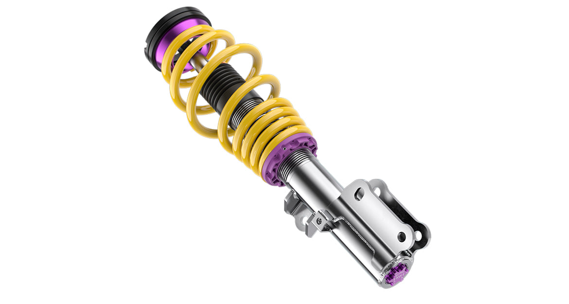 The low-speed compression damping is tuned in at the lower damper housing.