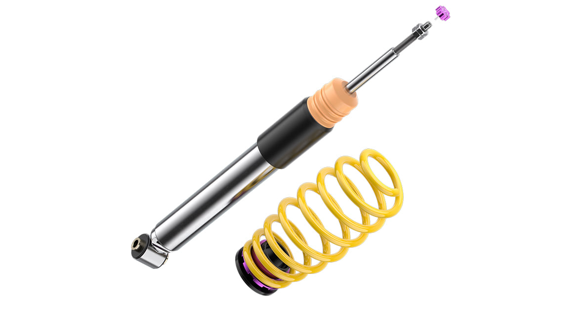 The low-speed rebound damping is tuned in at the piston rod.