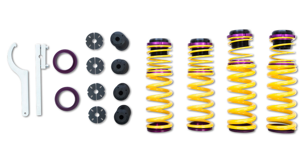 With the KW height adjustable springs is an decent lowering of up to 15 mm possible.