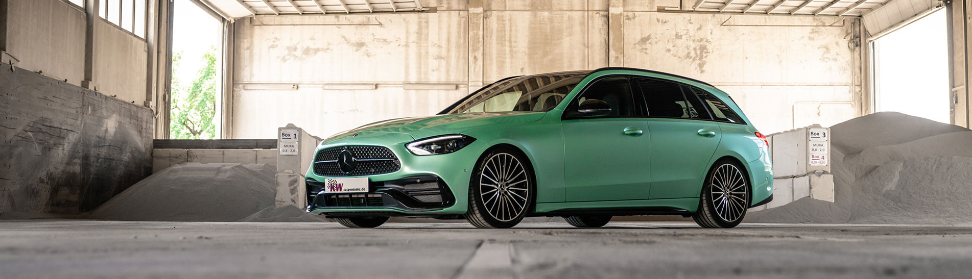 The Mercedes-Benz C Class station wagon with KW V3 coilovers