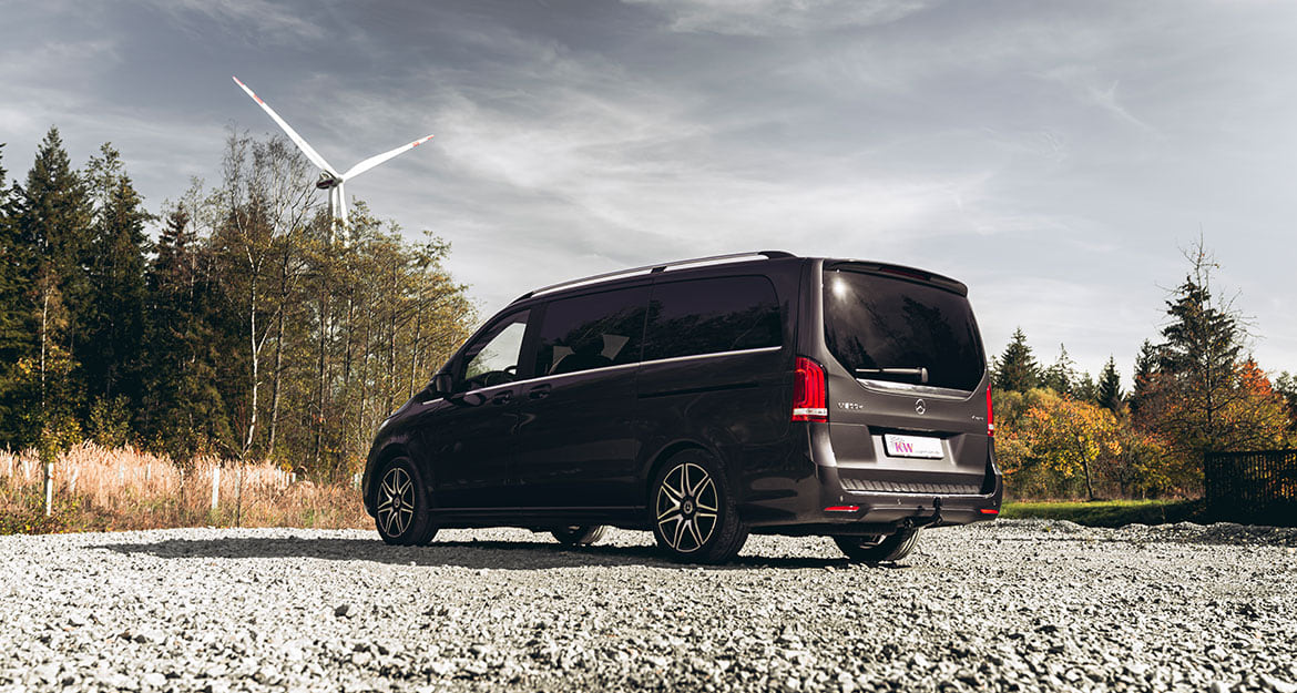 The V-class (W447 series) has a 4-cylinder in-line engine and comes up to 239 HP