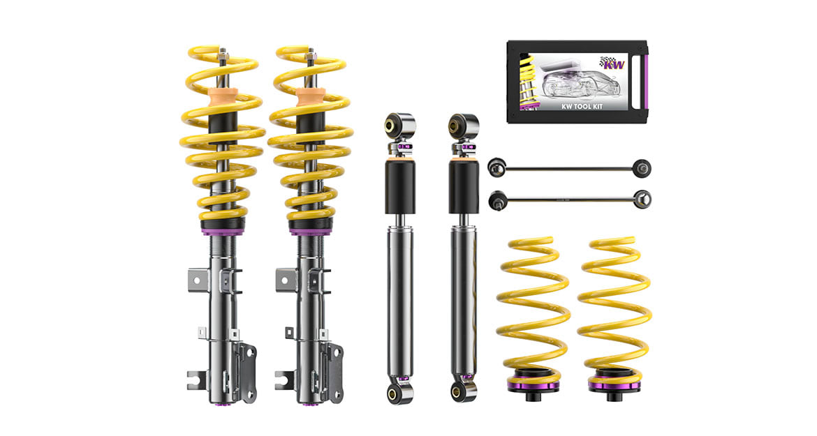 Mercedes-Benz V-classes and many other vans often have the problem that they offer little driving stability and the driver feels unsafe driving – with the KW V3 Leveling suspension, we tackle this problem