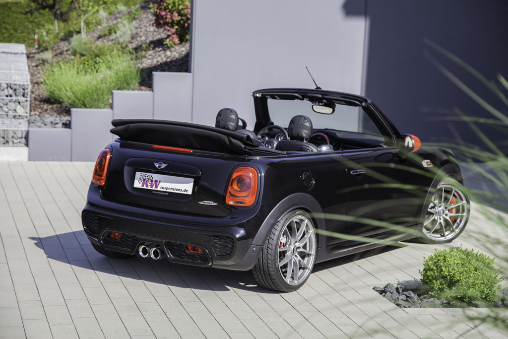 KW coilovers in a Mini John Copper Werks convertible