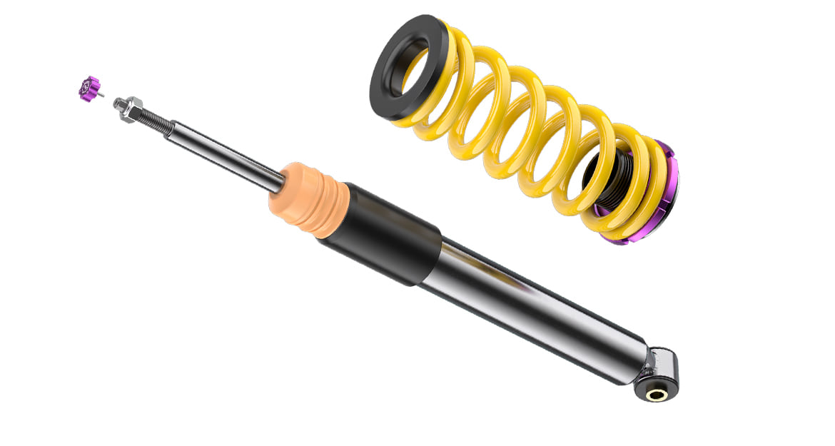 With the KW V3 coilover suspension, the rebound damping can be adjusted with 16 clicks.