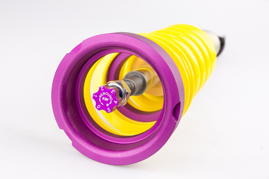 Rebound adjustment of KW Variant 3 coilover suspension kit detail for Mercedes-AMG GT.