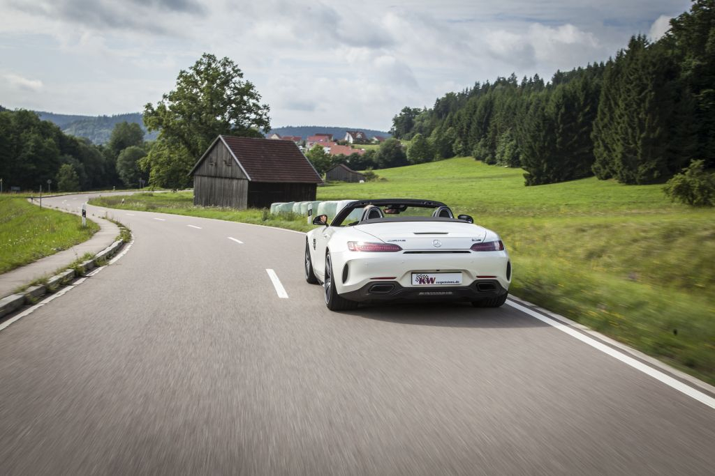 Mercedes-AMG GT (Type 197) equipped with KW coilover kit on the road