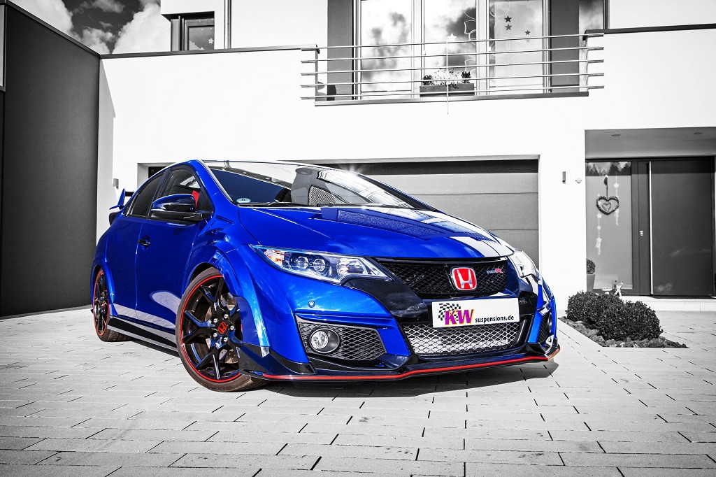 KW coilovers in a Honda Civic Type R with a lowering of 15 to 35 mm